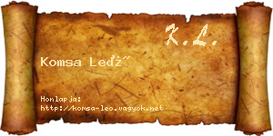 Komsa Leó névjegykártya